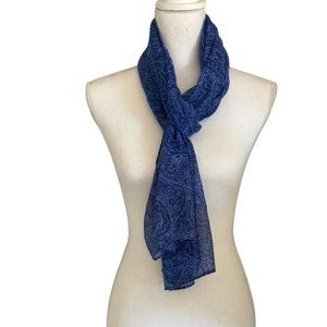 Vintage Scarf Blue Paisley Print Shawl Wrap Rectangle 70x16in The Humane Society